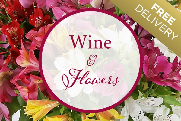 Wine and Flowers. Free delivery