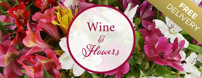Wine and Flowers. Free delivery