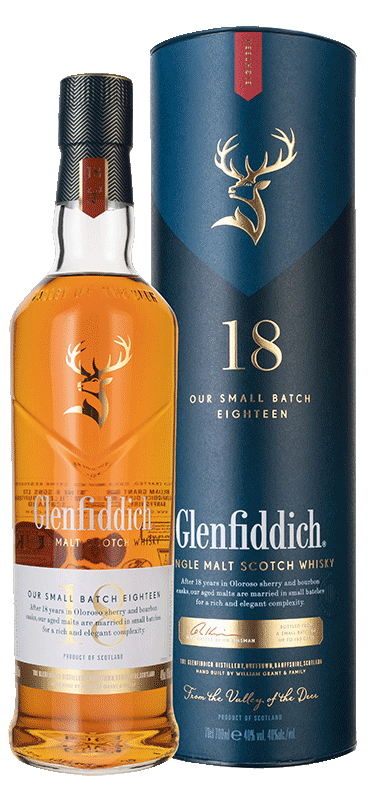 Glenfiddich 18-year-old Single Malt Scotch Whisky (70cl in gift box) NV