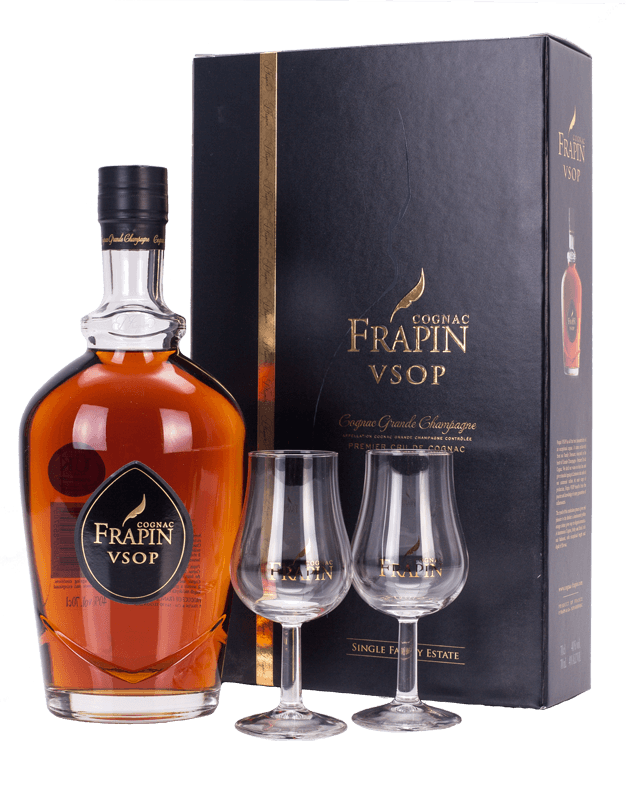Frapin VSOP Cognac Grande Champagne Gift Set with 2 glasses (70cl bottle) Frapin VSOP Cognac Grande Champagne Gift Set with 2 glasses (70cl bottle)