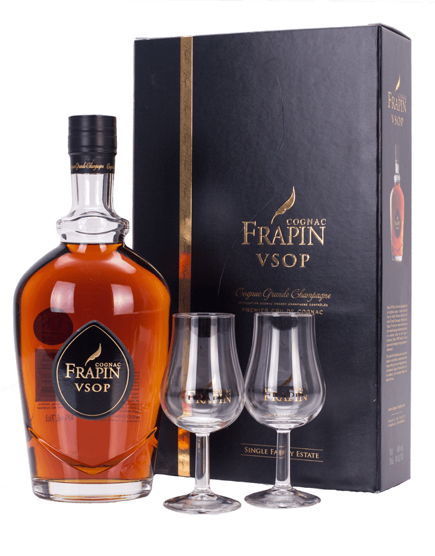 Frapin VSOP Cognac Grande Champagne Gift Set with 2 glasses (70cl bottle) NV