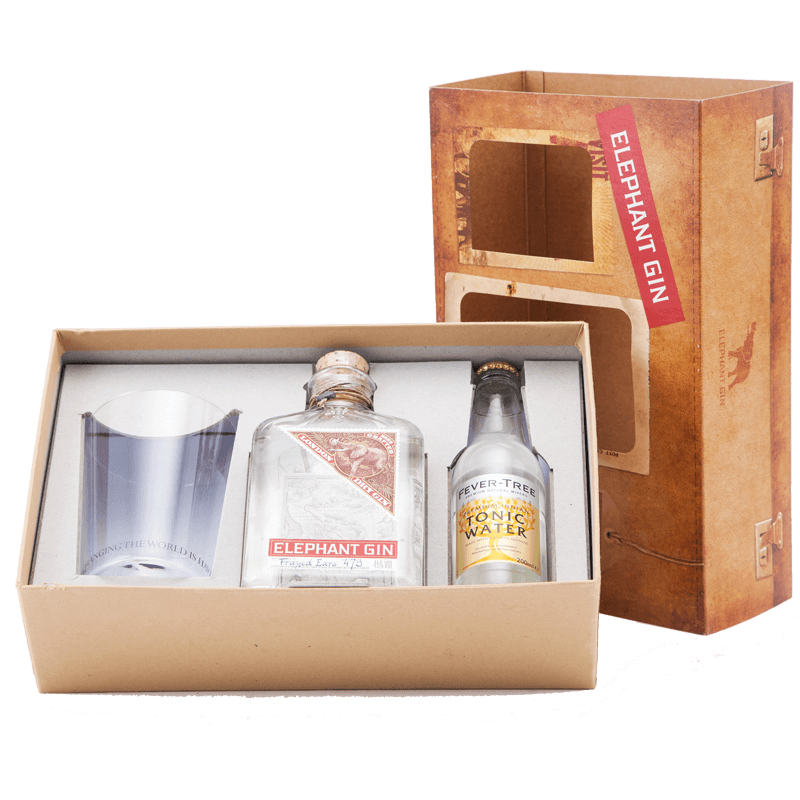 Elephant London Dry Gin Gift Set with tonic and glass (50cl) NV