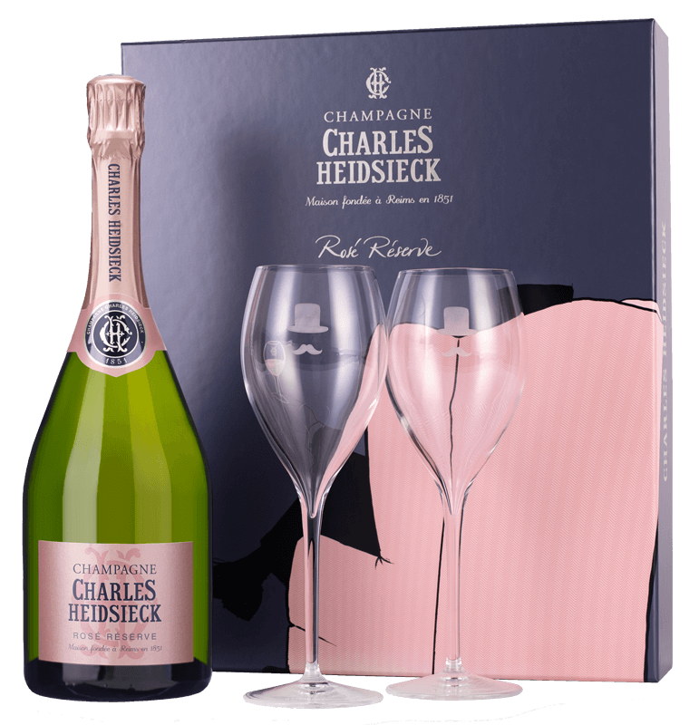 Champagne Charles Heidsieck Armchair Gift Set Rosé Réserve & Flutes NV Champagne Charles Heidsieck Armchair Gift Set Rosé Réserve & Flutes NV