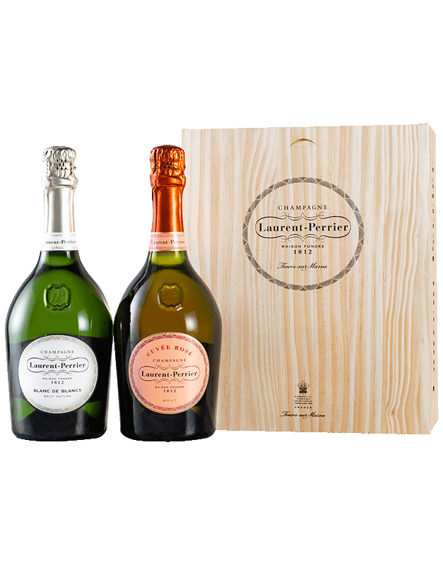 Champagne Laurent-Perrier Rosé & Blanc de Blancs (in wooden box) Champagne Laurent-Perrier Rosé & Blanc de Blancs (in wooden box)