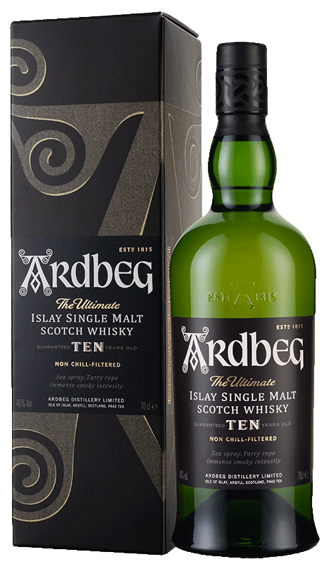 Ardbeg 10-year-old Single Malt Scotch Whisky (70cl in gift box