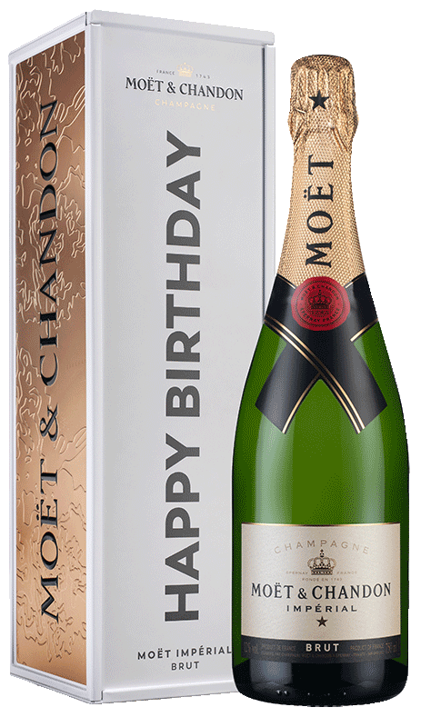 Champagne MoÃ«t & Chandon Brut ImpÃ©rial Happy Birthday tin