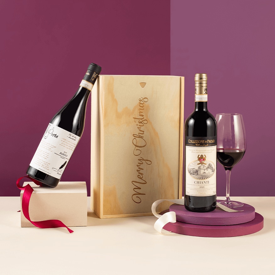 Merry Christmas Italian Red Wine Duo Gift Merry Christmas Italian Red Wine Duo Gift