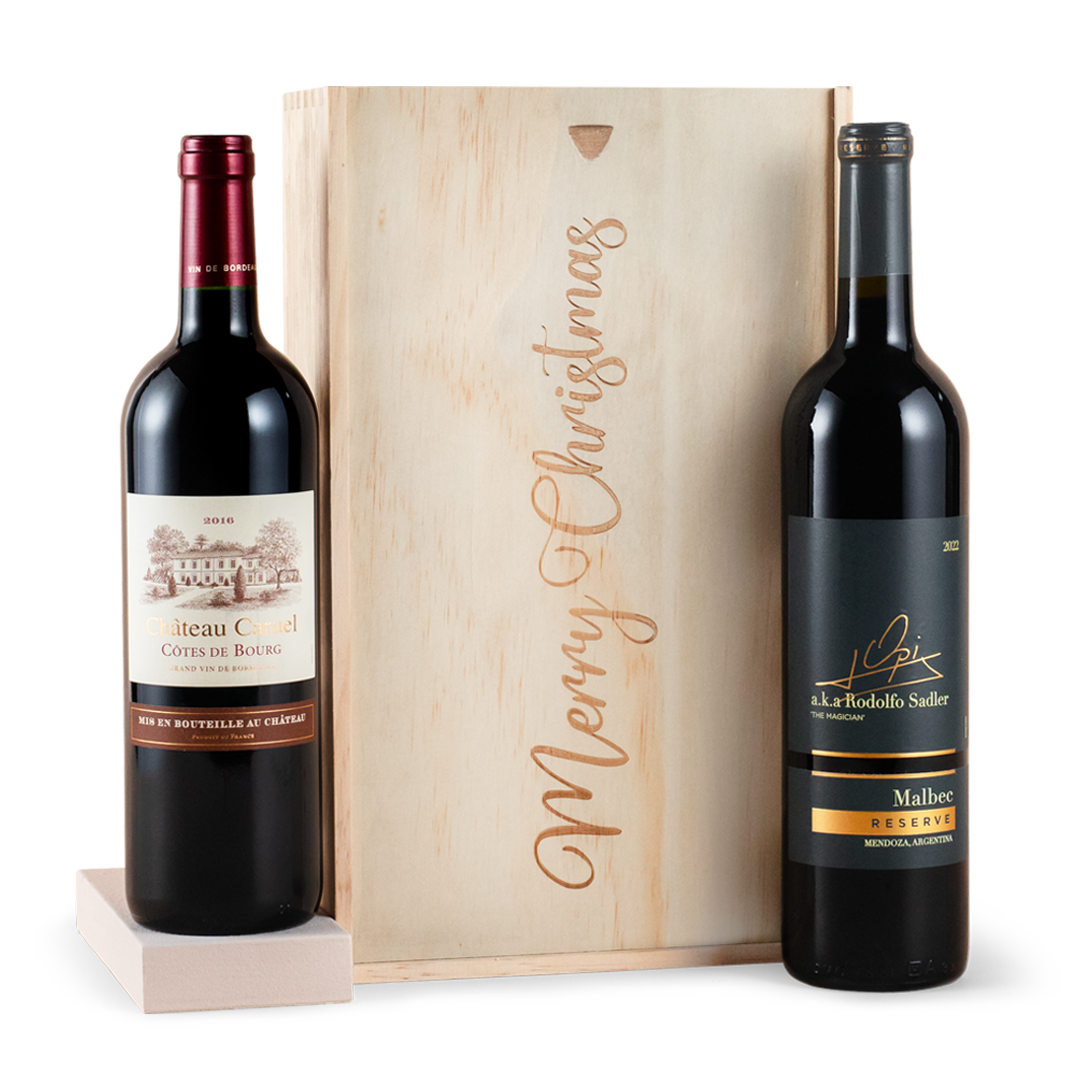 Merry Christmas Red Wine Gift Duo Merry Christmas Red Wine Gift Duo
