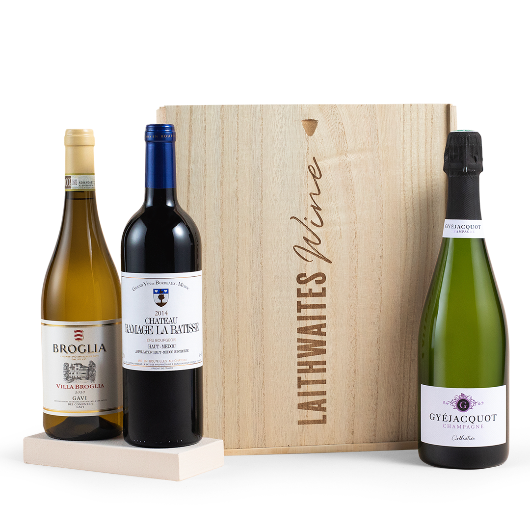 Luxury Mixed Wine & Champagne Trio in Wooden Gift Box