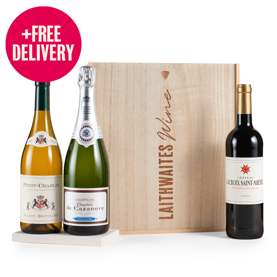 Luxury Mixed Wine & Champagne Trio in Wooden Gift Box - Free Delivery* Luxury Mixed Wine & Champagne Trio in Wooden Gift Box - Free Delivery*