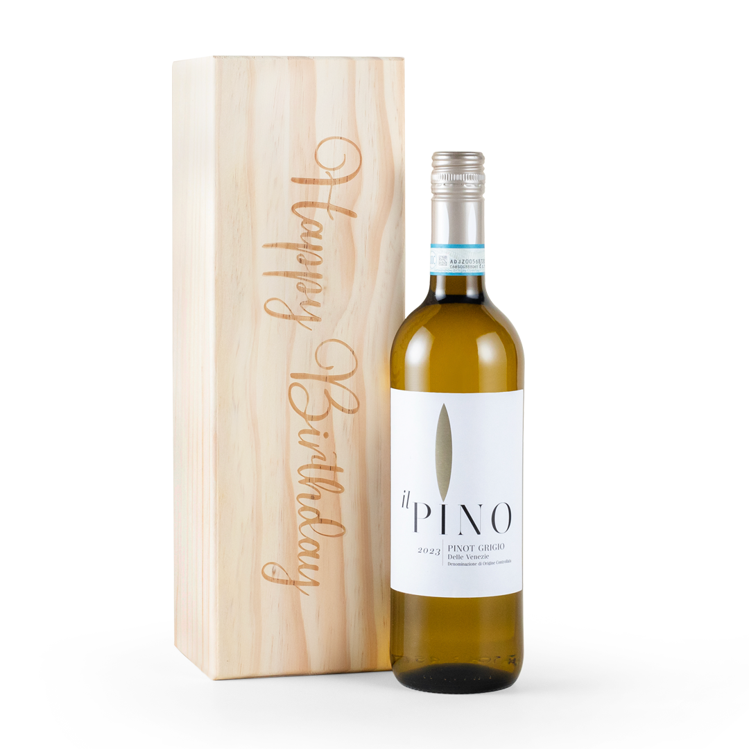 Happy Birthday White Wine In Wooden Gift Box