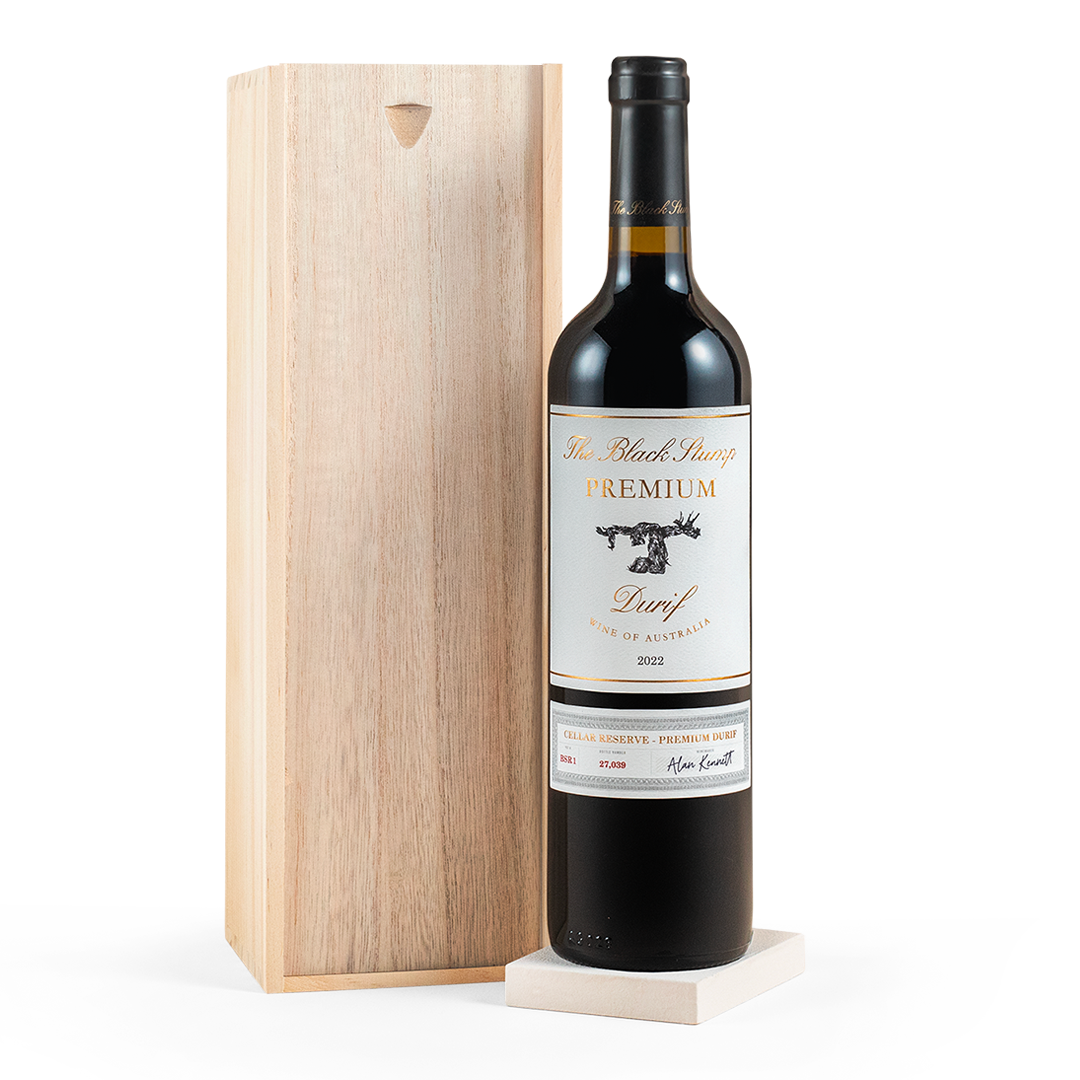 The Black Stump Premium Durif in Wooden Gift Box - Free Delivery*