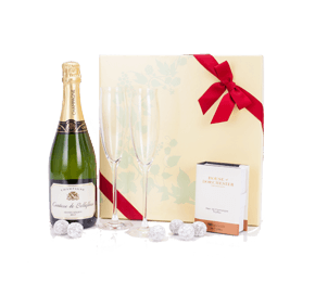 Champagne Truffles and Dartington Flutes Gift 