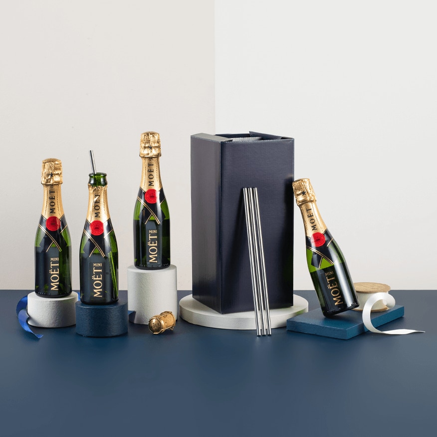 Mini Moët Champagne and Straws Gift