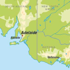 Map showing Adelaide