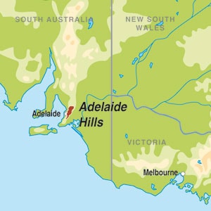 Map showing Adelaide Hills