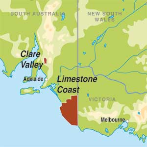 Map showing Clare Valley