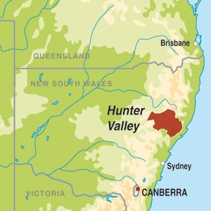 Map showing Hunter Valley