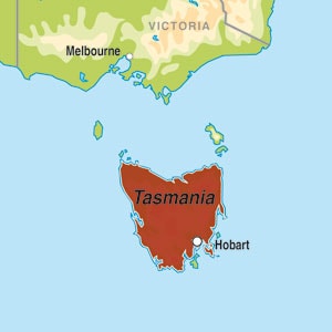 Map showing Tasmania