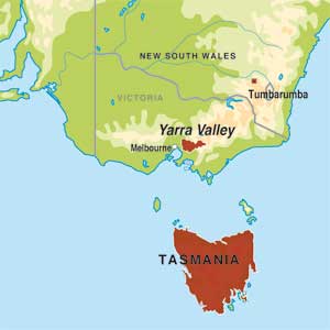 Map showing Tasmania