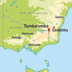 Map showing Tumbarumba