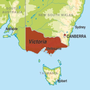 Map showing South Eastern Australia