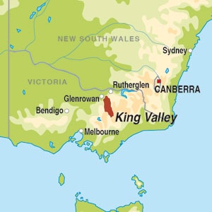 Map showing King Valley