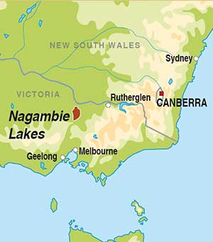Map showing Nagambie Lakes