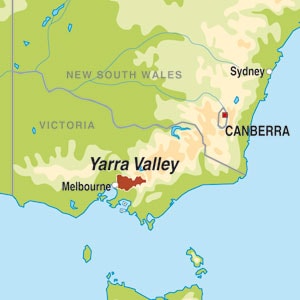 Map showing Yarra Valley