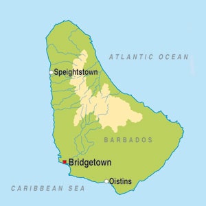 Map showing Barbados