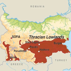 Map showing PGI Thracian Valley