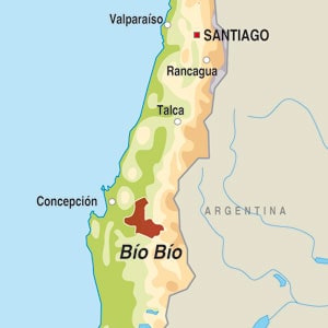Map showing Region del Sur