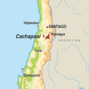 Map showing Valle de Cachapoal