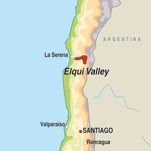 Map showing Valle de Elqui