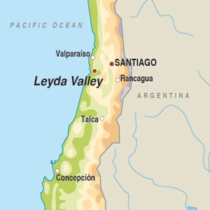 Map showing Valle de Leyda