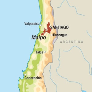 Map showing Valle del Maipo
