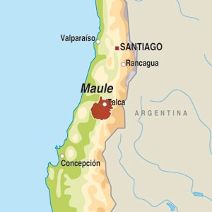 Map showing Valle del Maule
