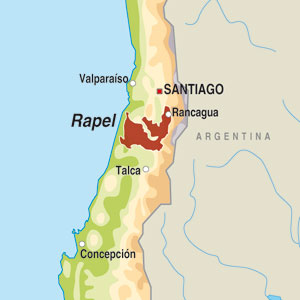 Map showing Valle del Rapel