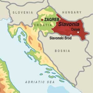 Map showing Slavonia