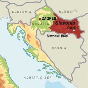 Map showing Slavonia