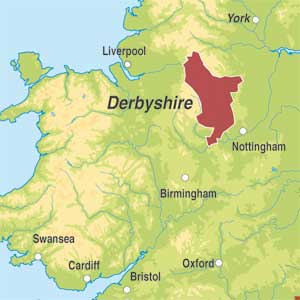 Map showing Derbyshire