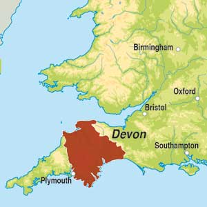 Map showing Devon