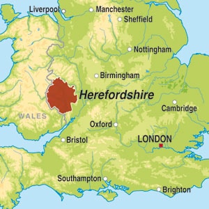 Map showing Herefordshire