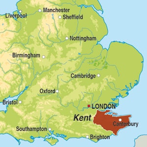 Map showing Kent
