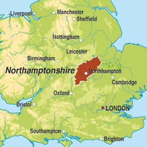 Map showing Northamptonshire