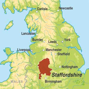 Map showing Staffordshire