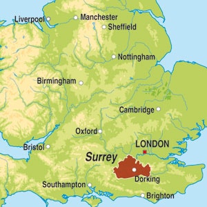 Map showing Surrey