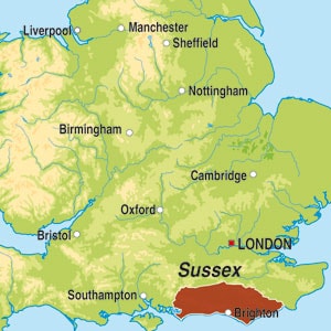 Map showing Sussex