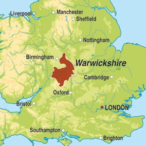 Map showing Warwickshire