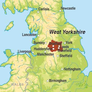 Map showing Yorkshire